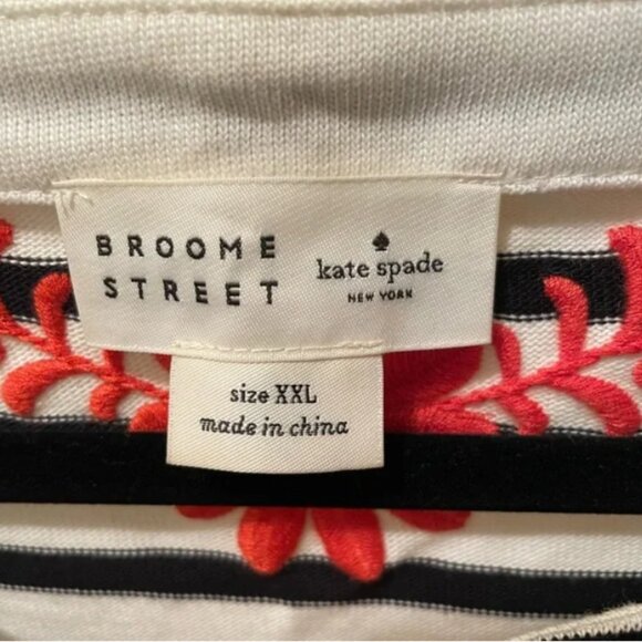 Kate Spade Broome Street Striped Embroidered Top XXL - Picture 4 of 7